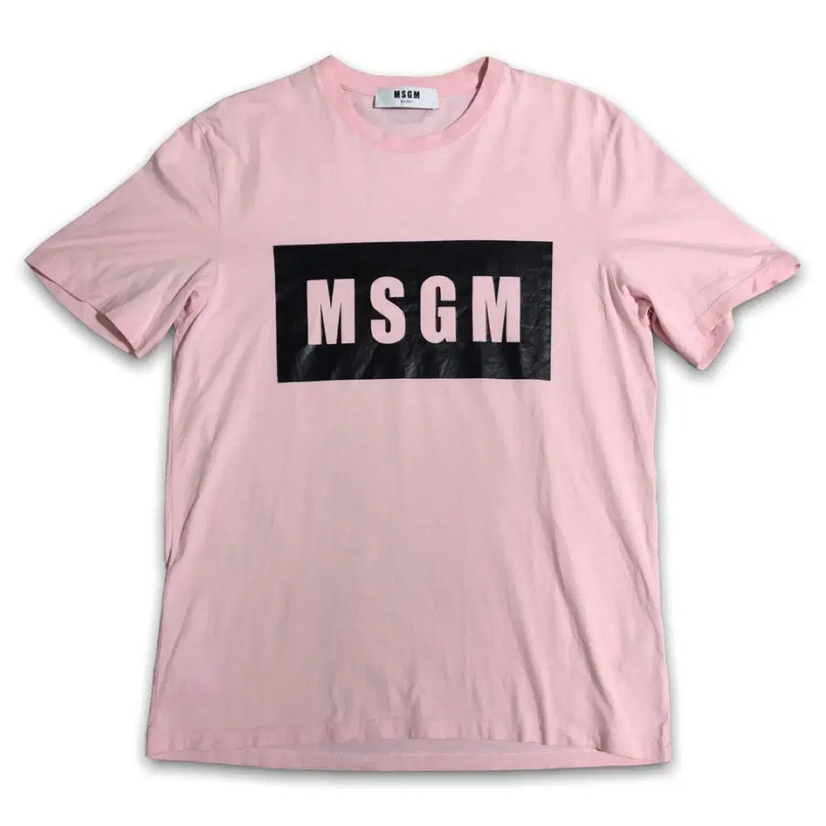 L / MSGM 박스로고 반팔 티셔츠 핑크